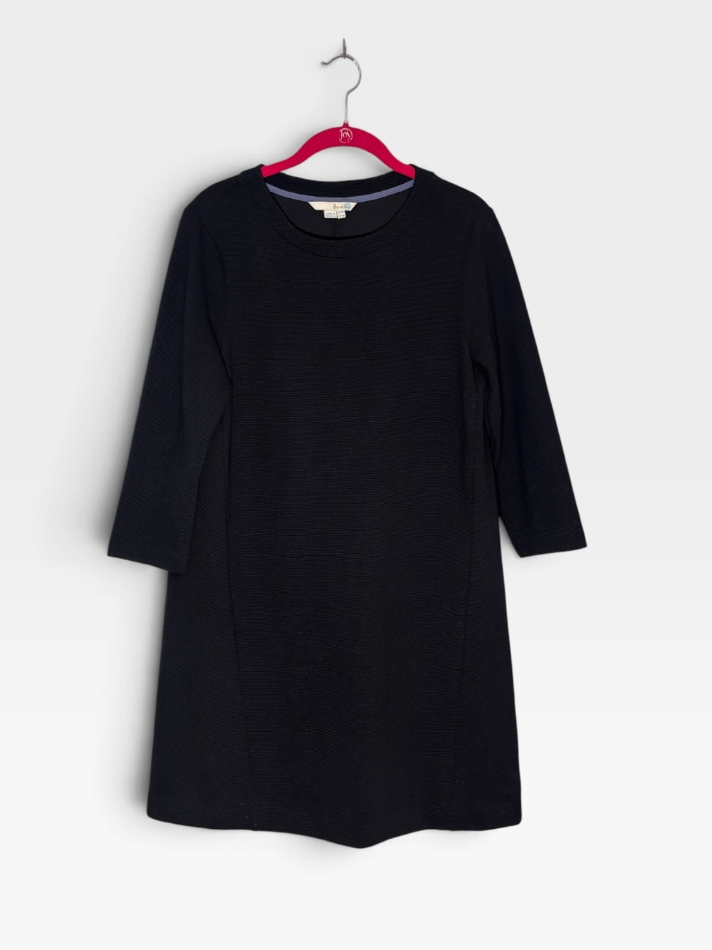 Boden US 8 UK 12 Black A-line Mini Ottoman Dress 3/4 Sleeves Pullover Style Knit